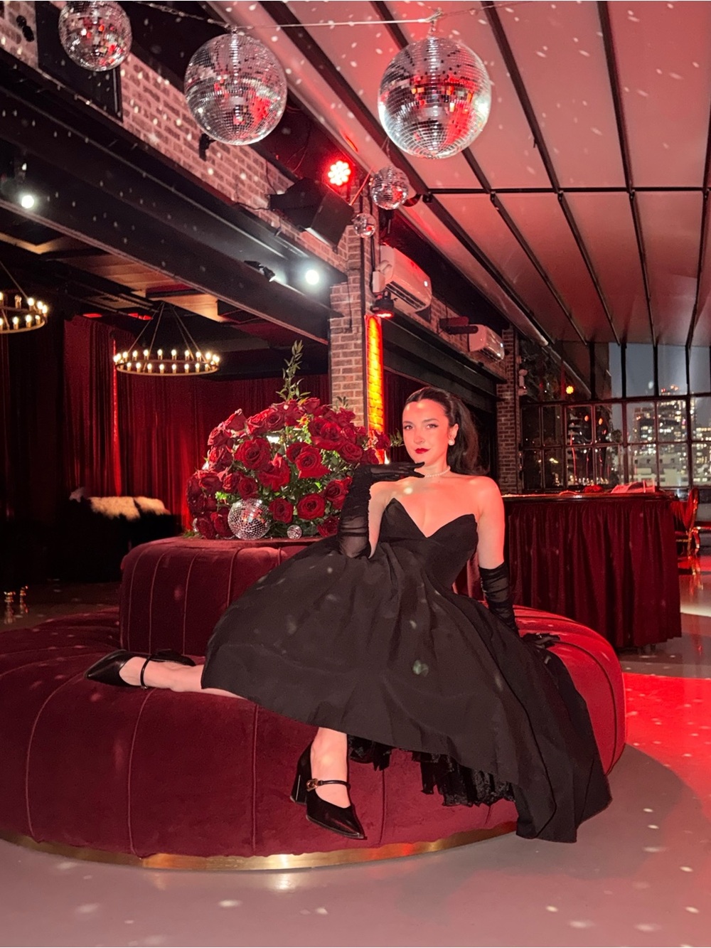 Black Strapless Fit-and-Flare Evening Dress